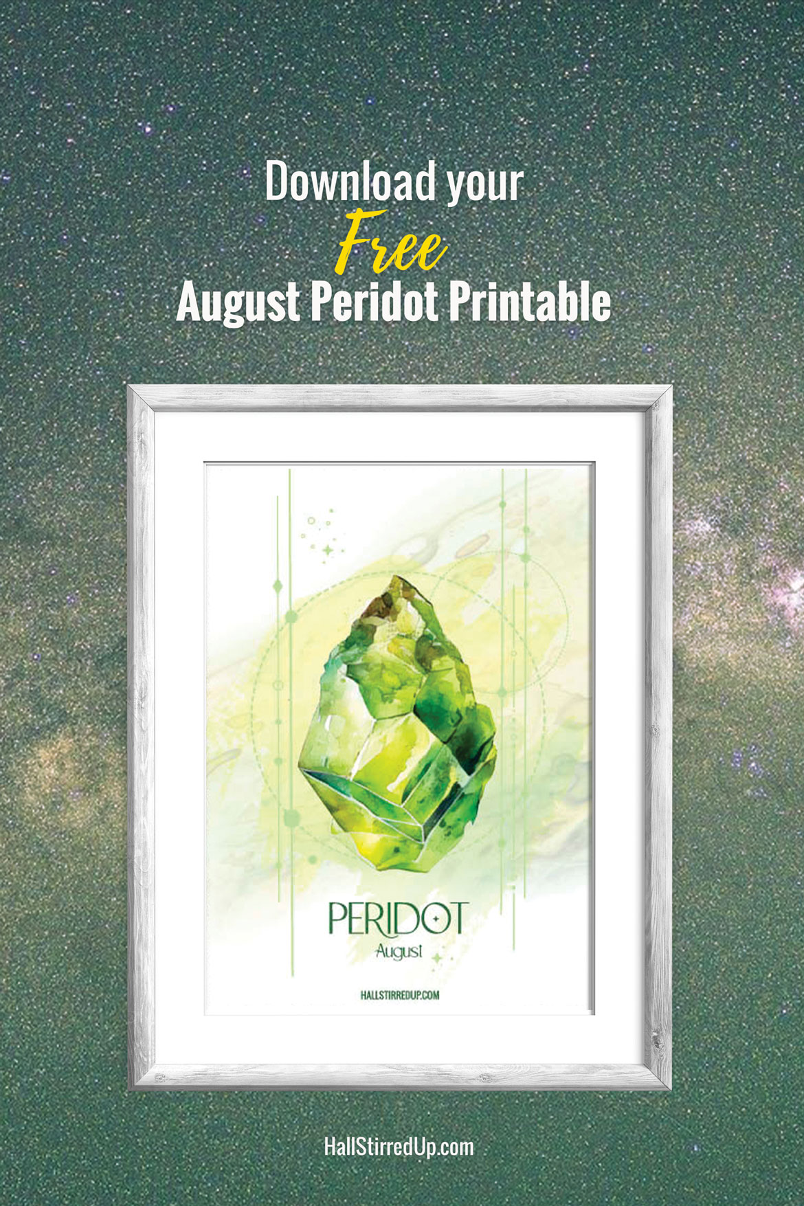 Pretty Peridot is the birthstone for August with free printable