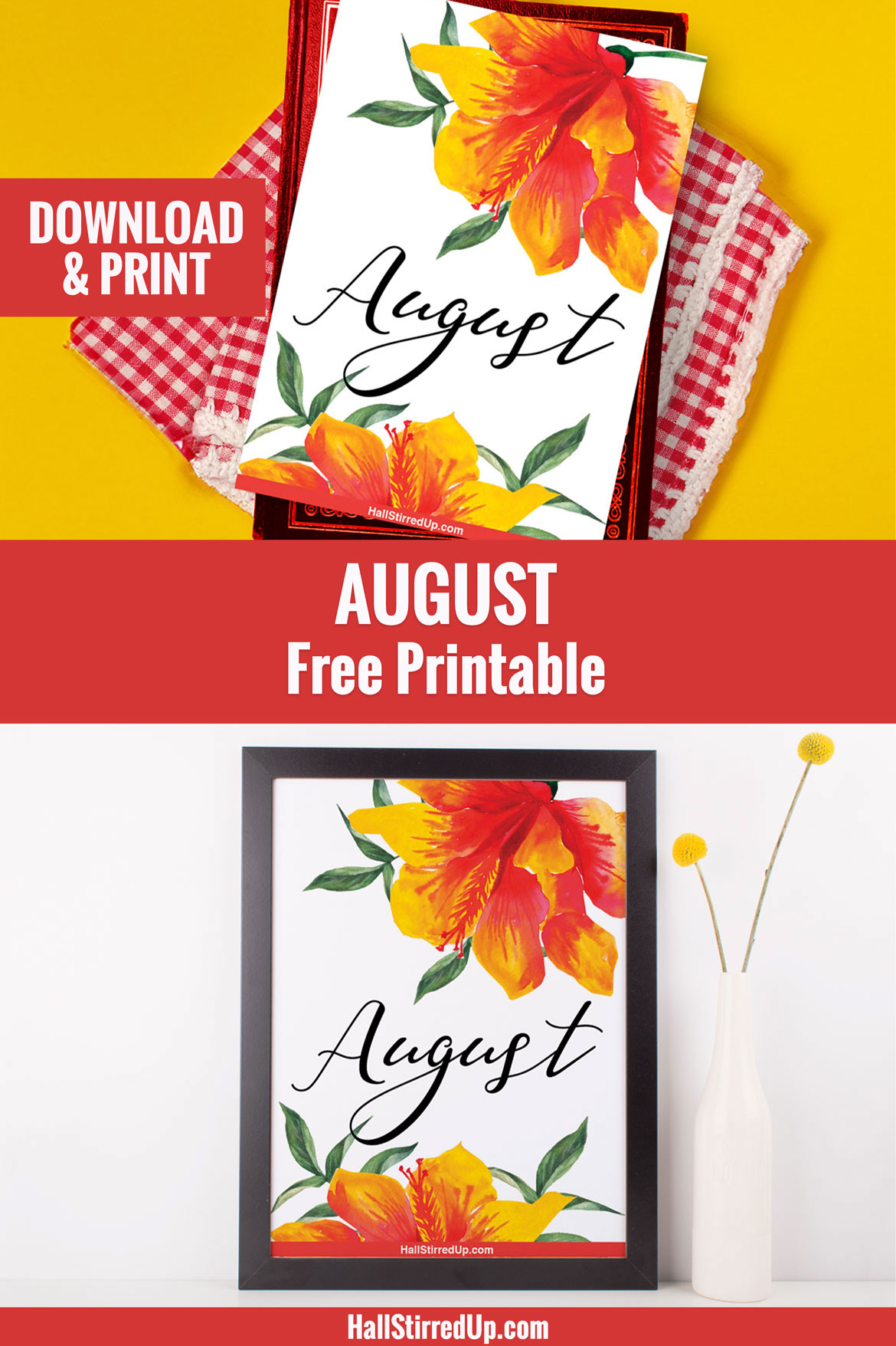 Enjoy August with a pretty free printable