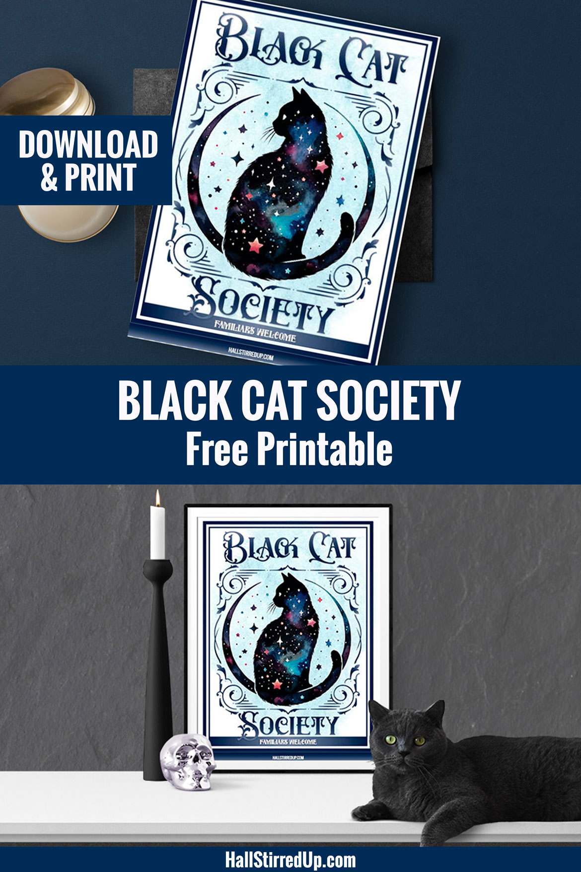 Celebrate halloween with a free Black Cat Society printable