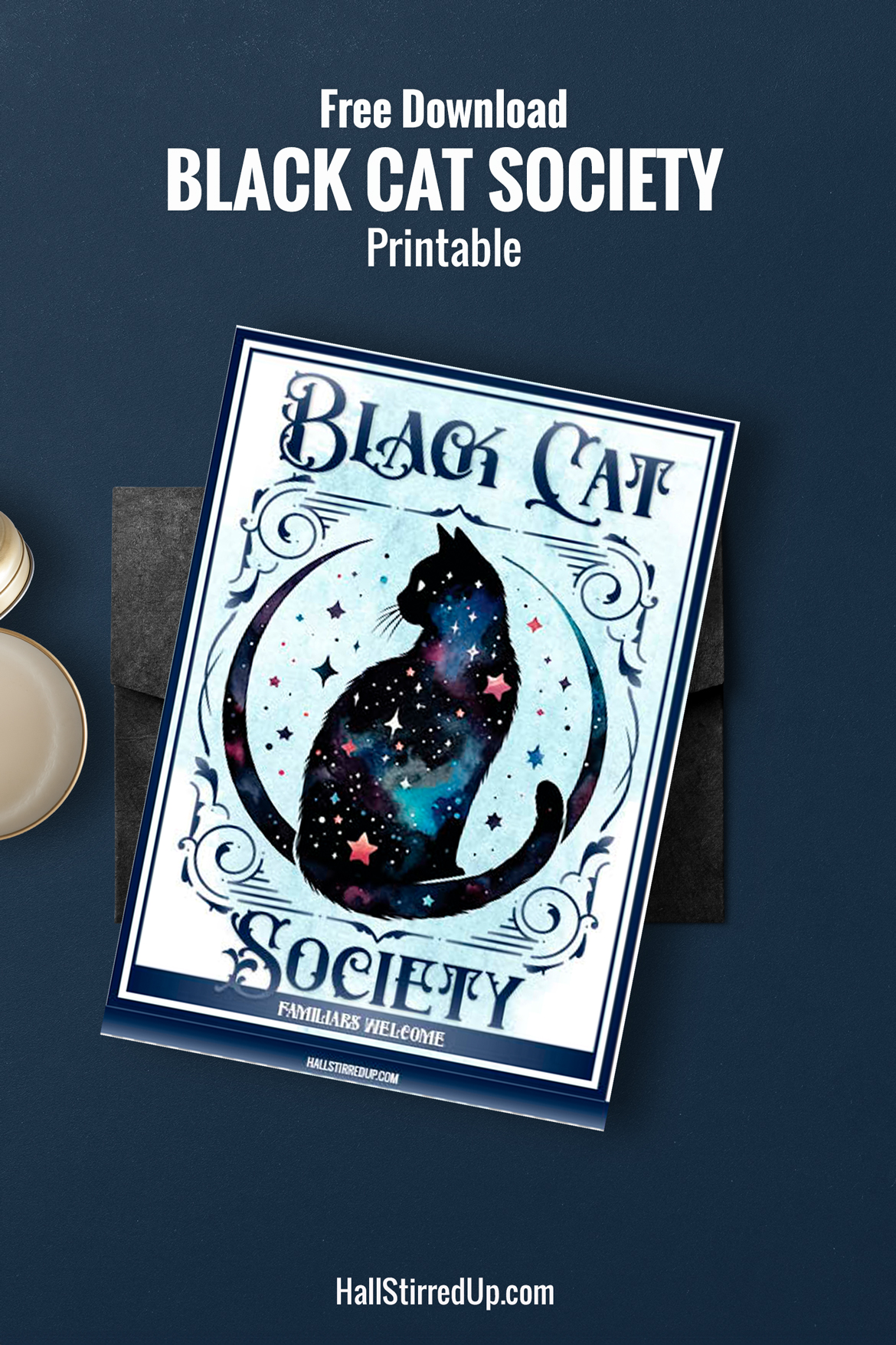 Celebrate halloween with a free Black Cat Society printable