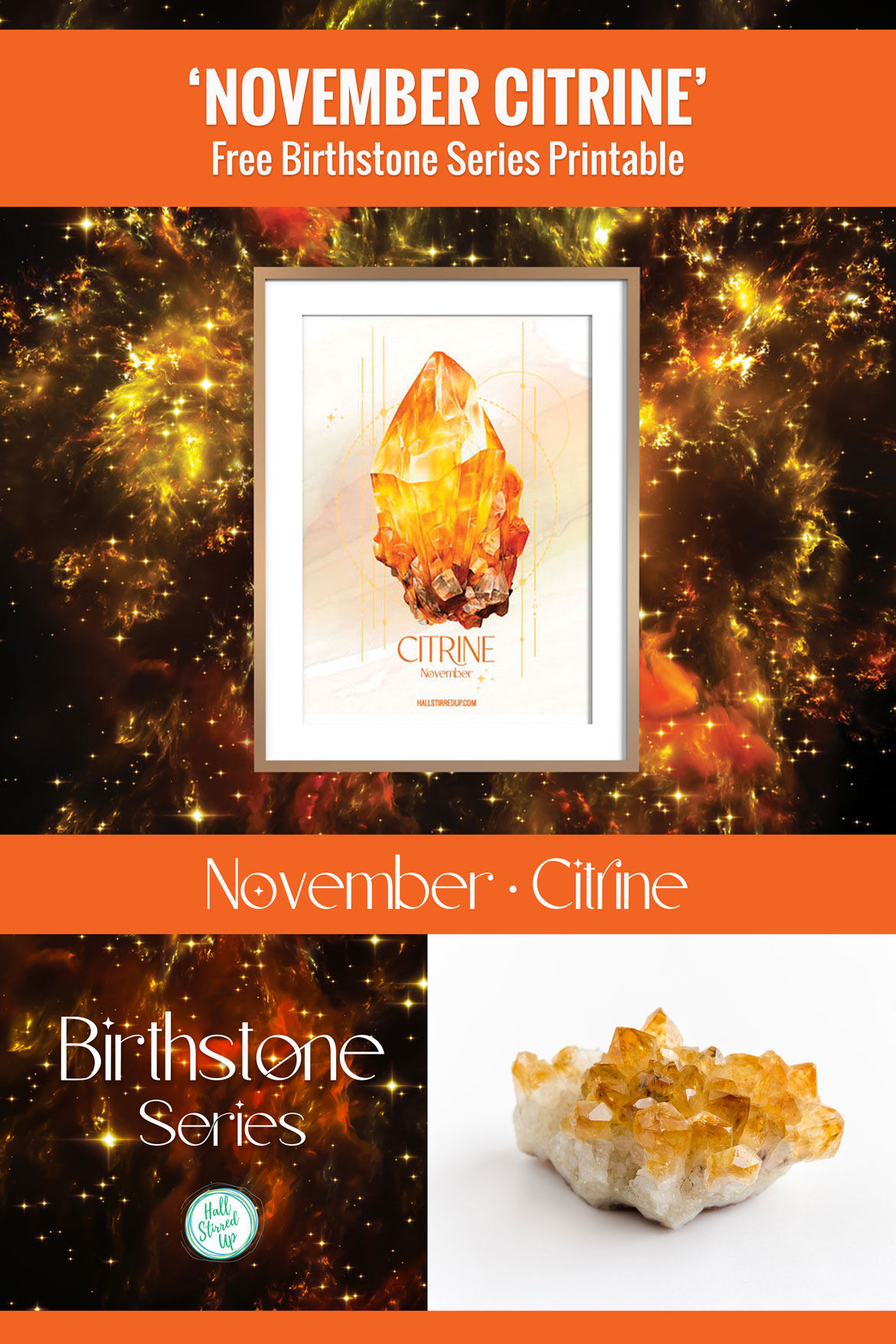 November's birthstone is the beautiful Citrine - with free printable