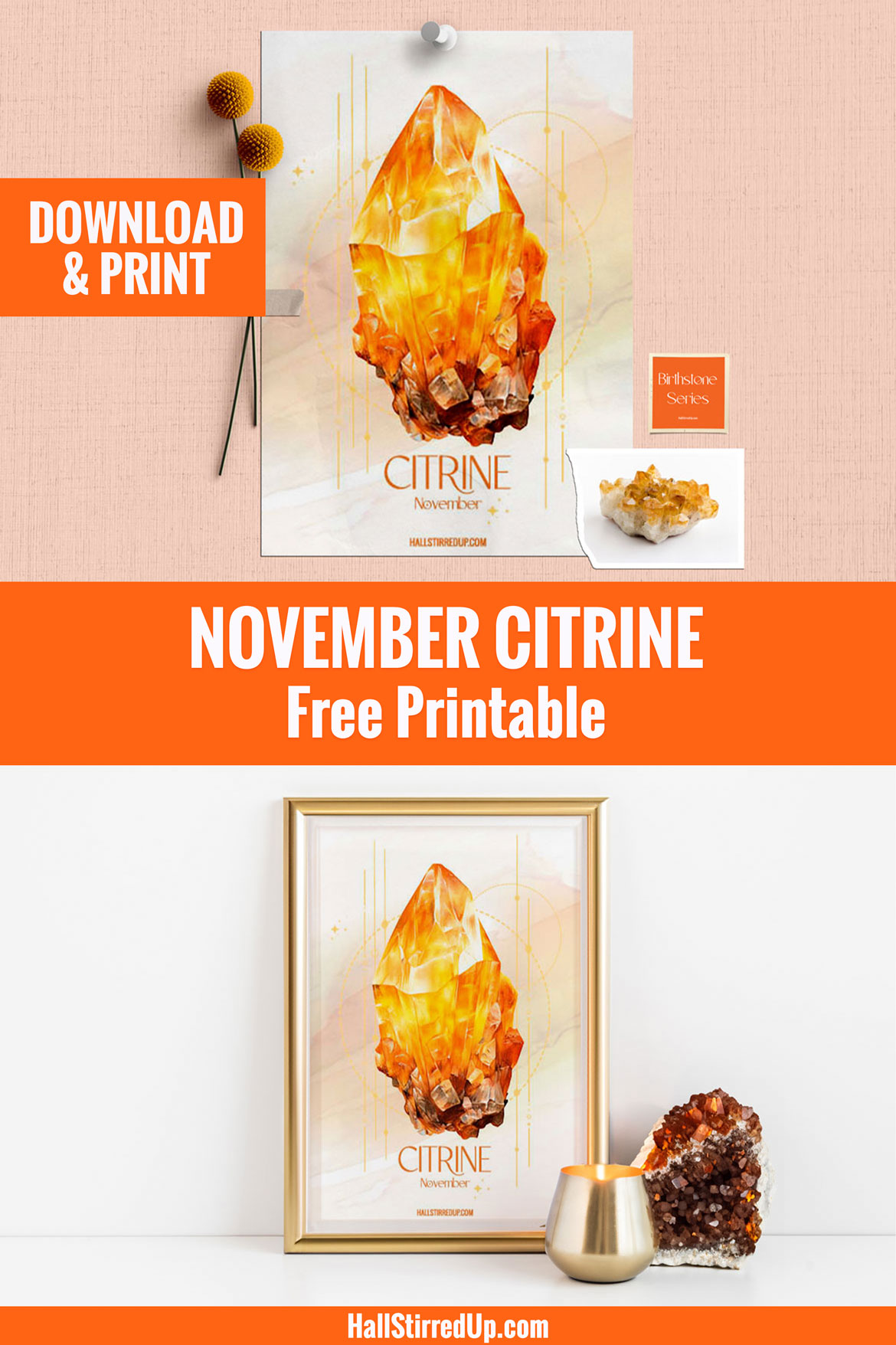 November's birthstone is the beautiful Citrine - with free printable