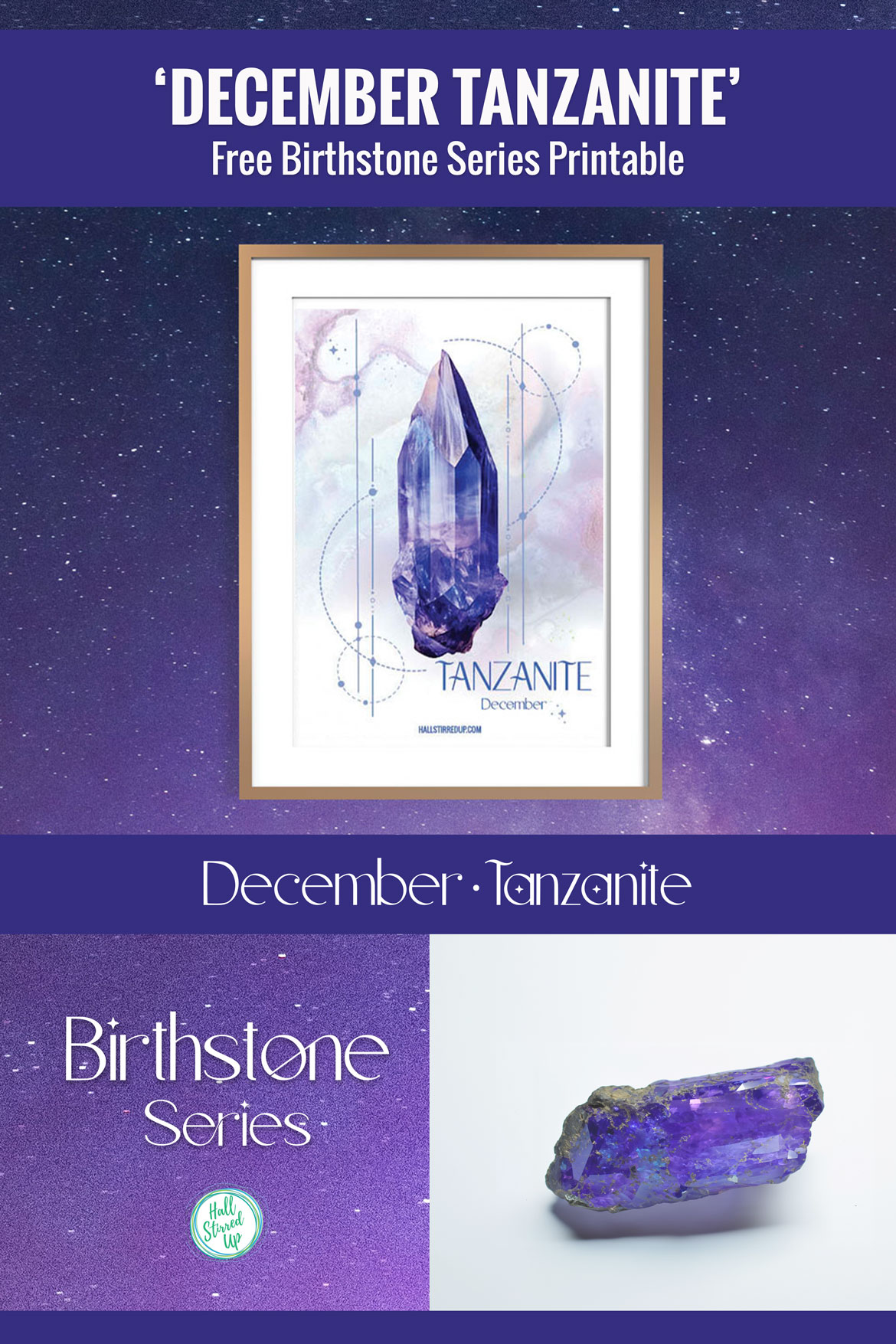 December Tanzanite is the final birthstone of the year with free printable