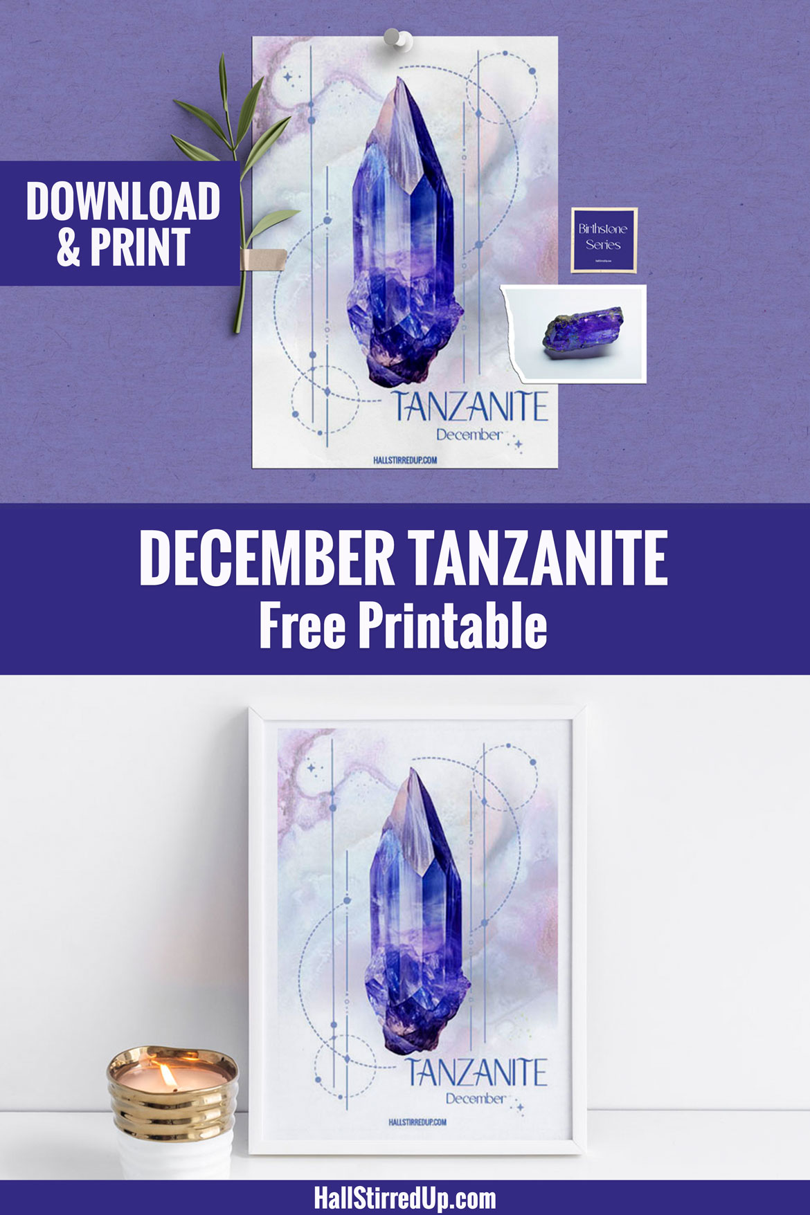 December Tanzanite is the final birthstone of the year with free printable