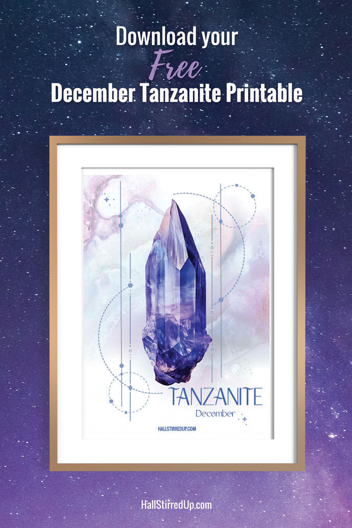 December Tanzanite is the final birthstone of the year with free printable