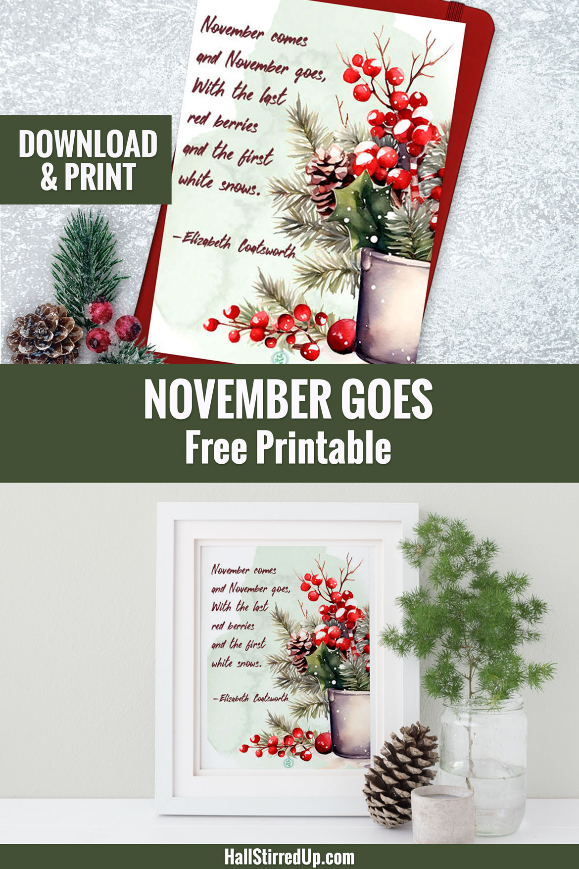 November comes and goes - download a free poetry printable