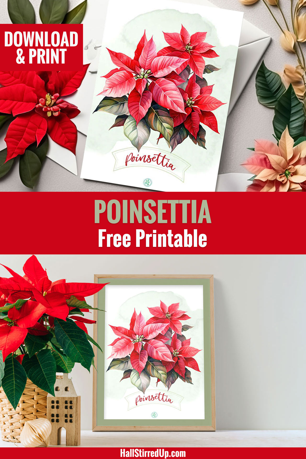 I love Poinsettias! Includes a free printable