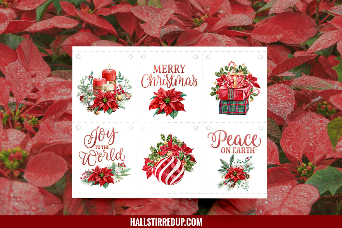 Celebrate with a Poinsettia Christmas printable bunting!