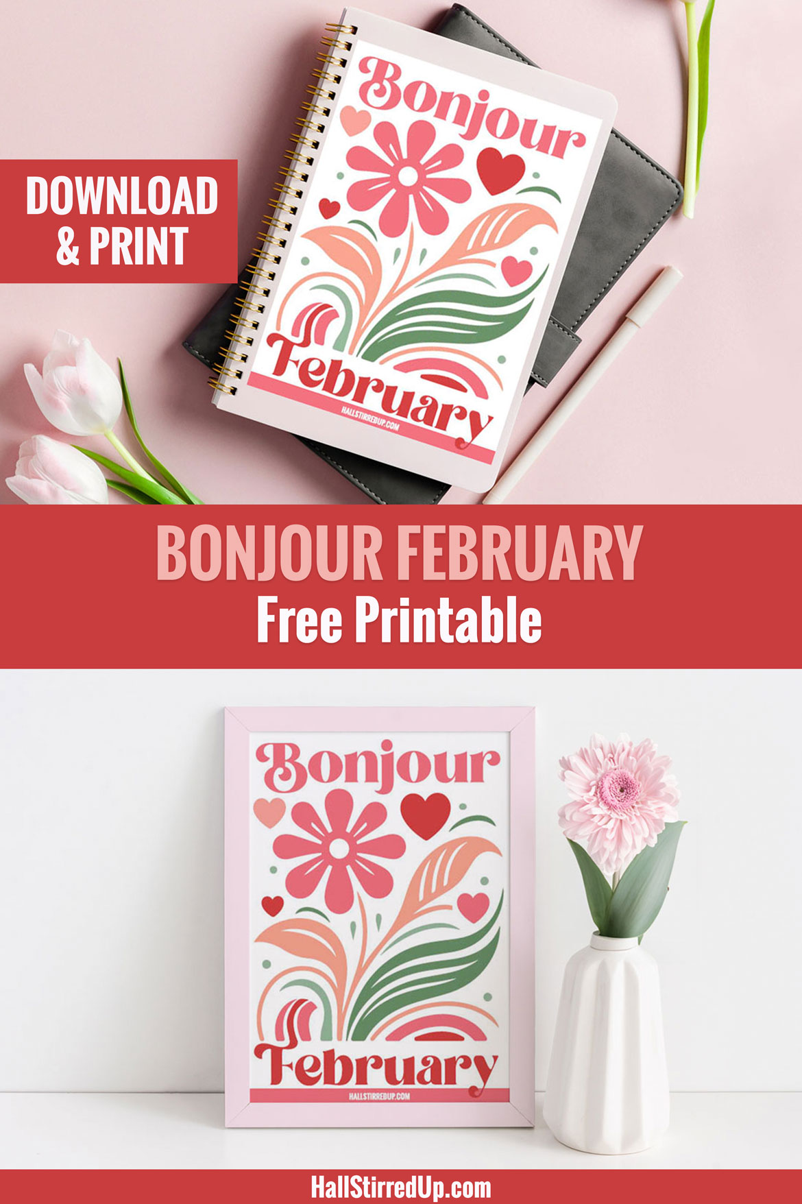 Say Bonjour to February with a free printable